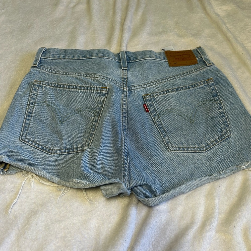 Levis 501 Original Light Wash High Waisted Cut Off Denim Shorts Womens 29 - Picture 2 of 5